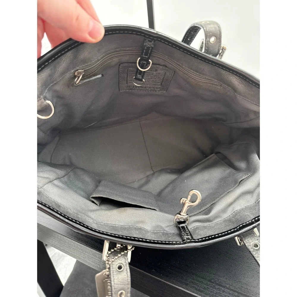 Coach Gallery Tote – Black Patent Leather‎ Studded Turnlock (H04Q-1432)